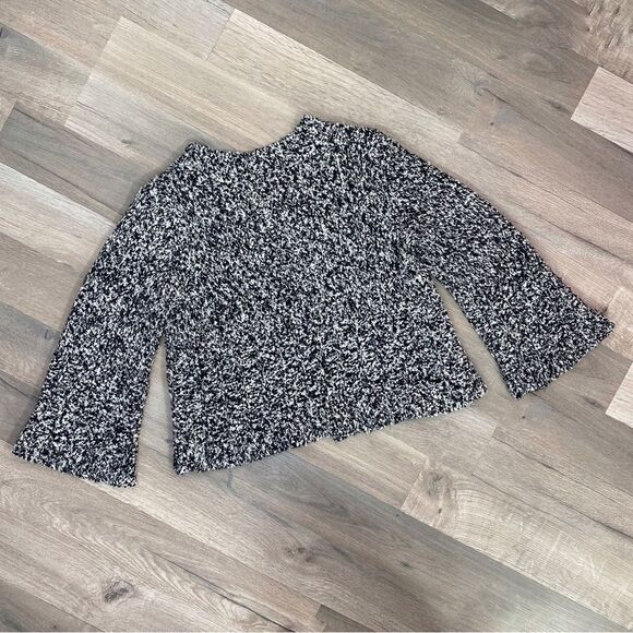 INC International Concepts Boucle Knit Crop Cardigan Sweater Black White Medium - Picture 9 of 10